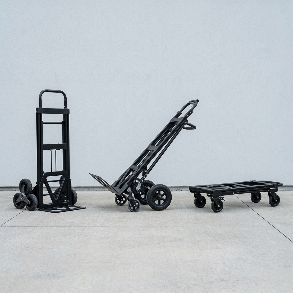 The three Everhaul configurations side by side on a driveway