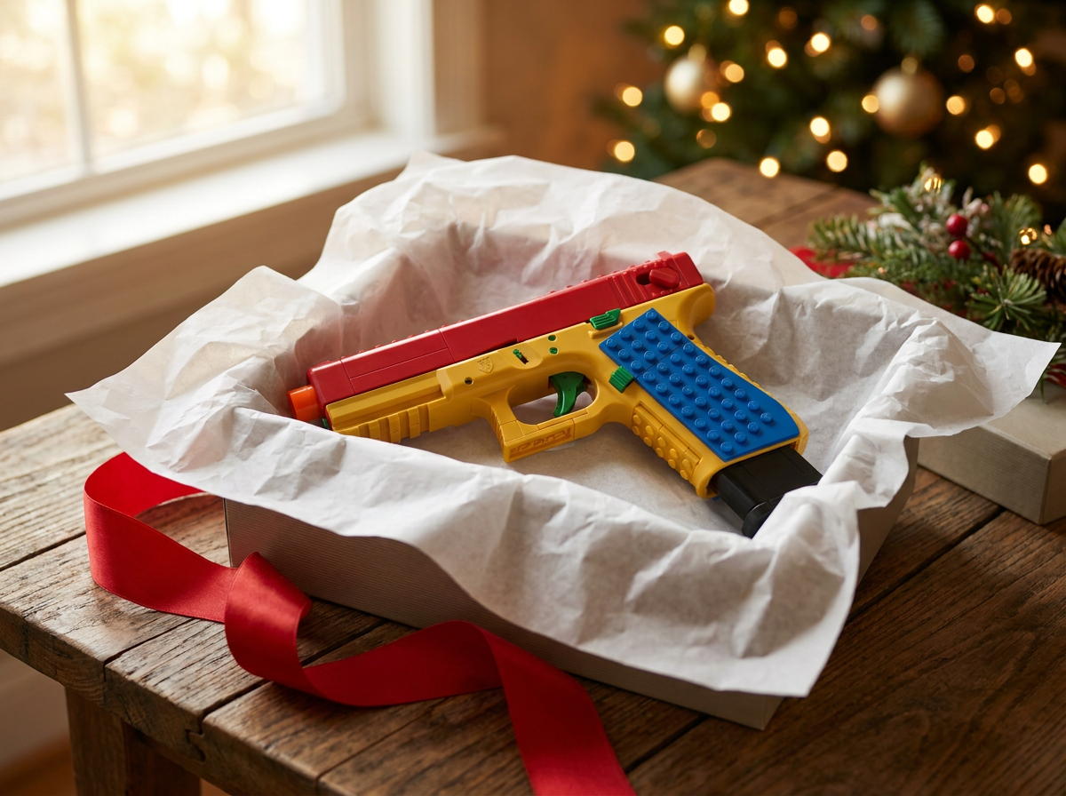 BlockBlaster in an open gift box with tissue paper and ribbon
