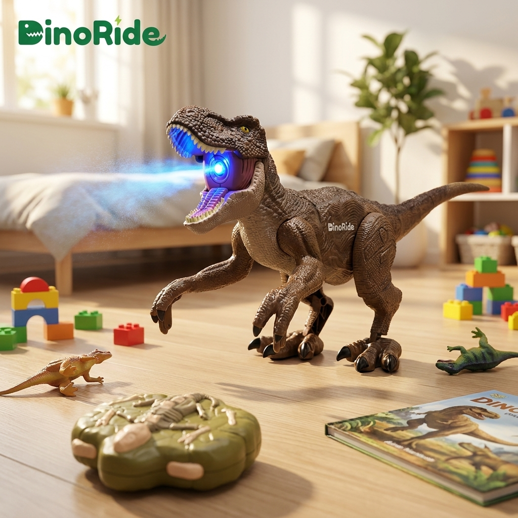 DinoRide walking across a kid's bedroom floor