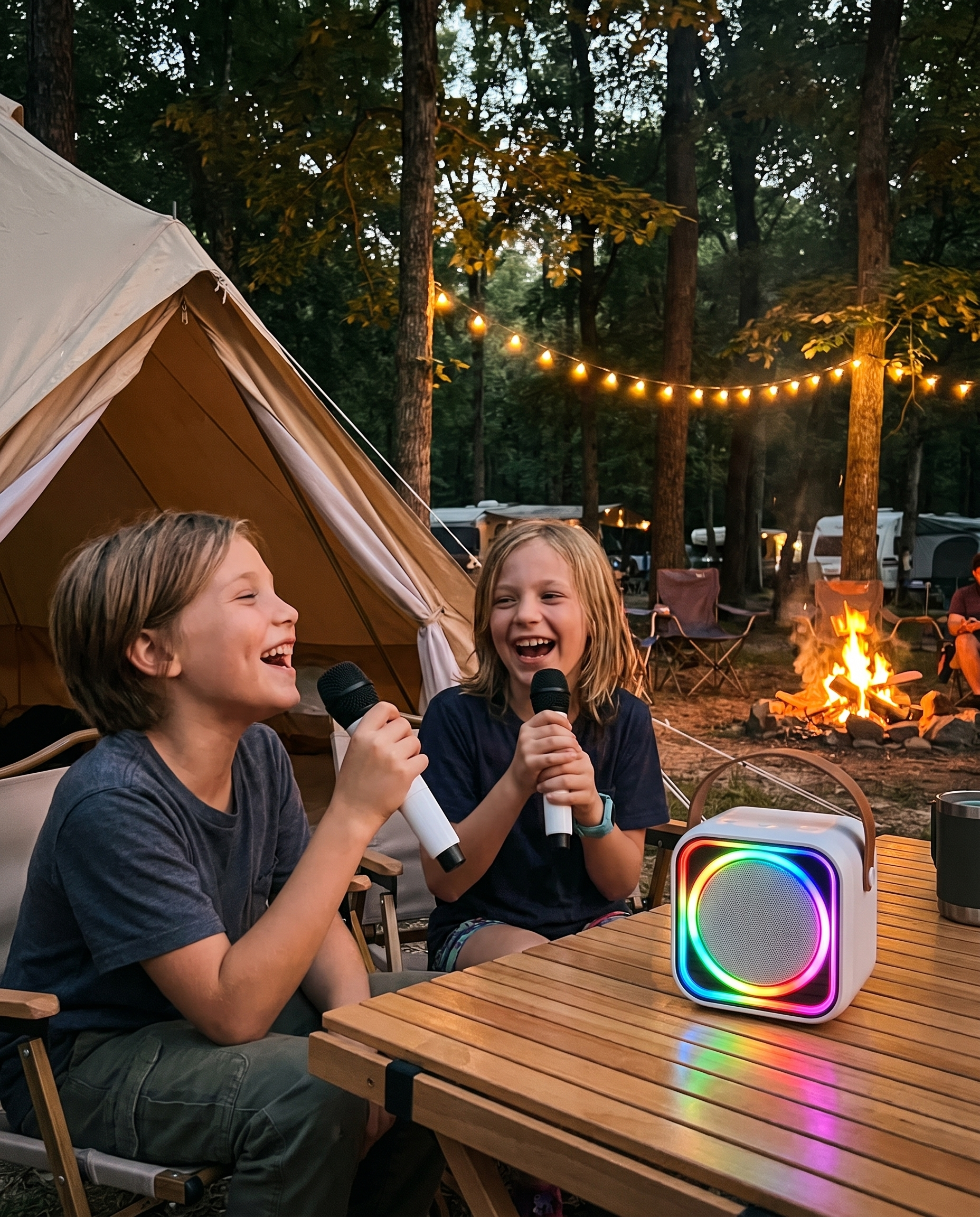 Campsite karaoke with GlowPop