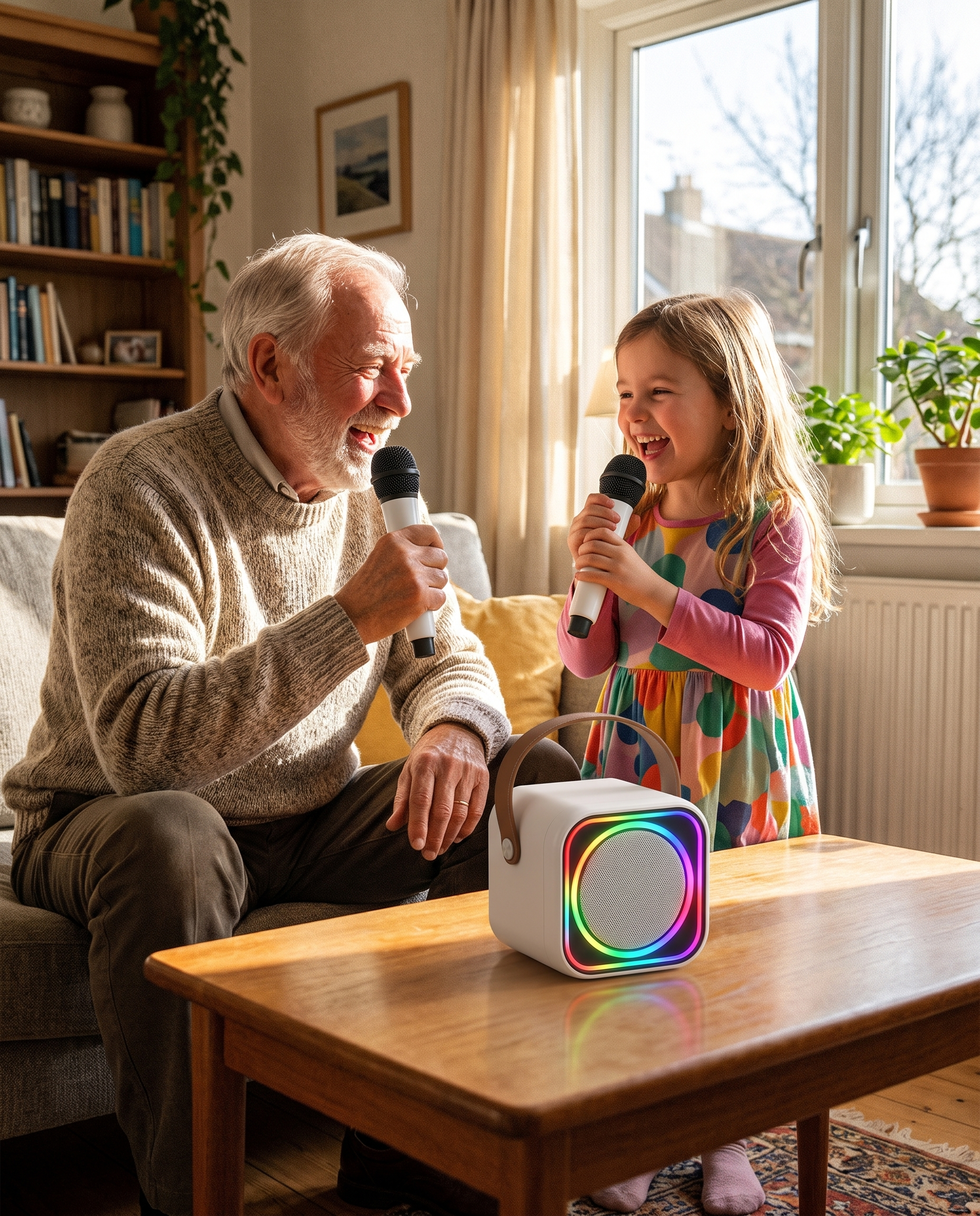 A grandpa and granddaughter duet