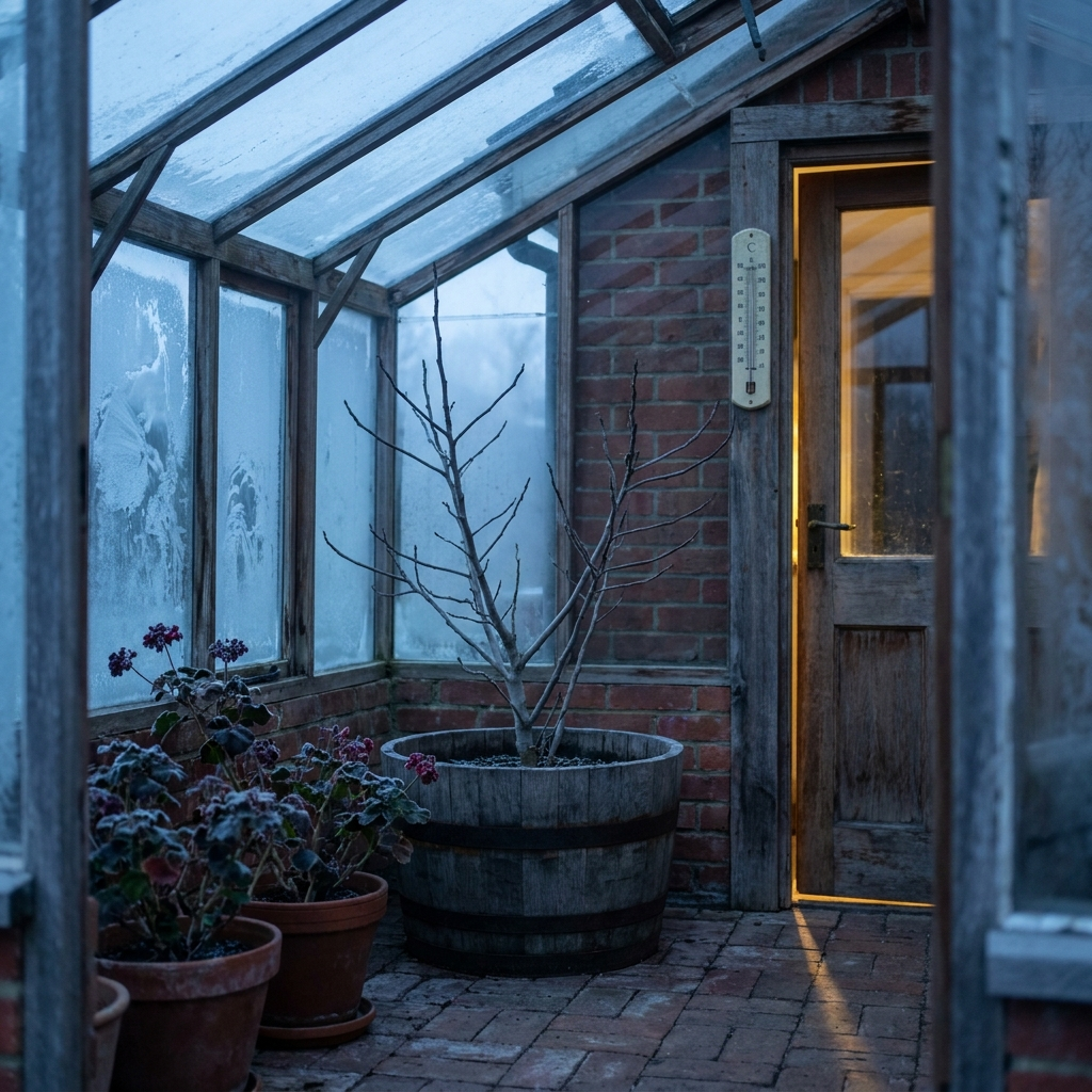 A lean-to at dawn in January