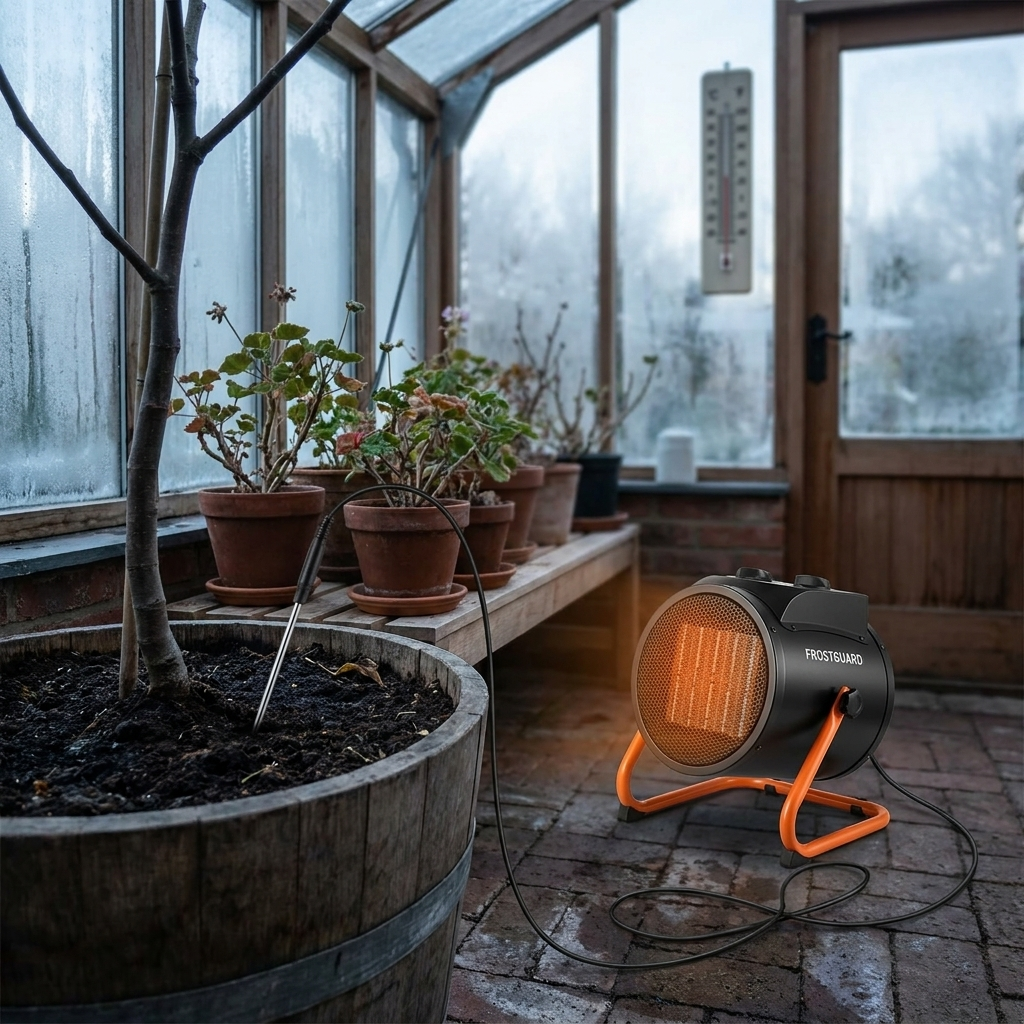 Probe pushed into the soil at pot level