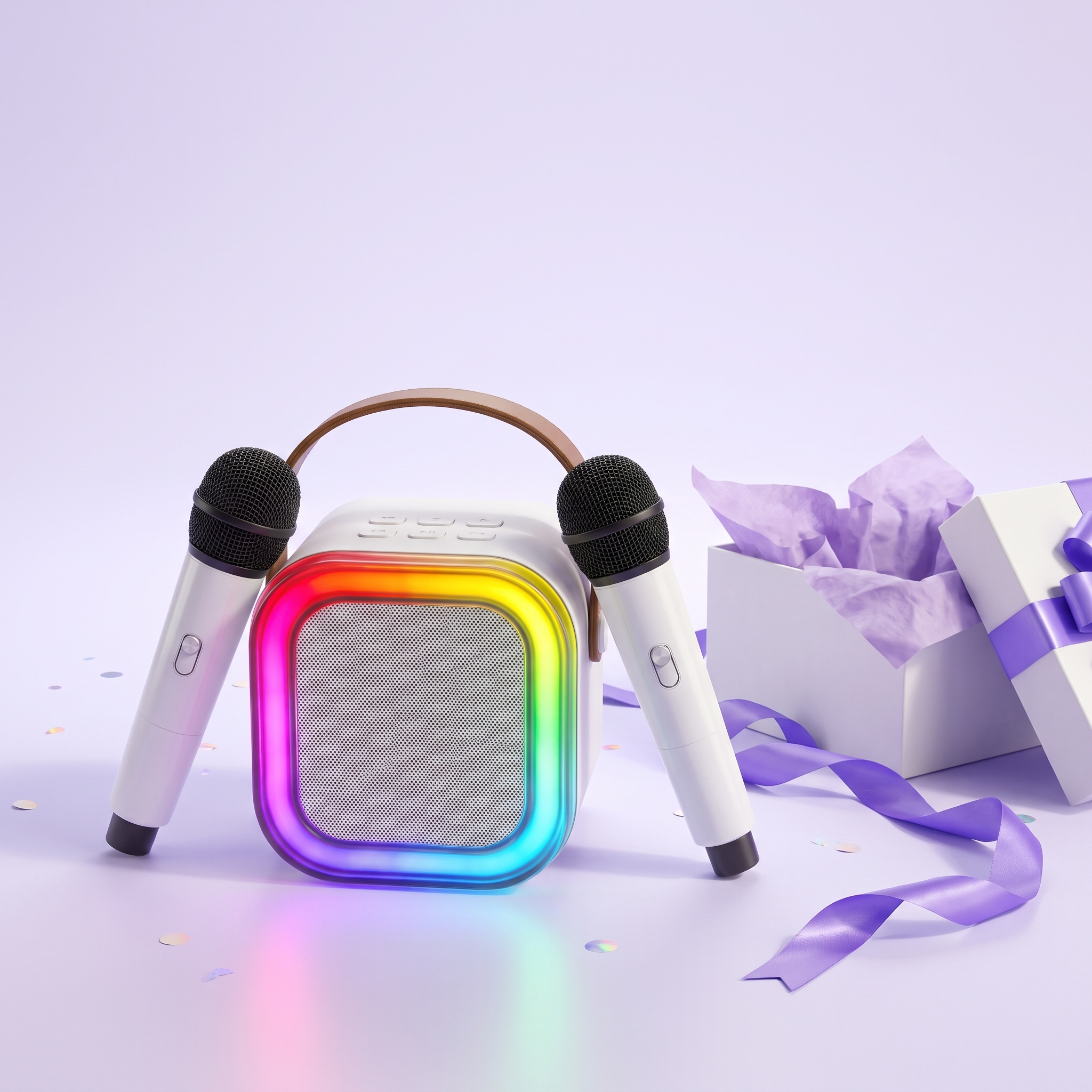 GlowPop Mini Karaoke Machine with two wireless mics, gift-ready