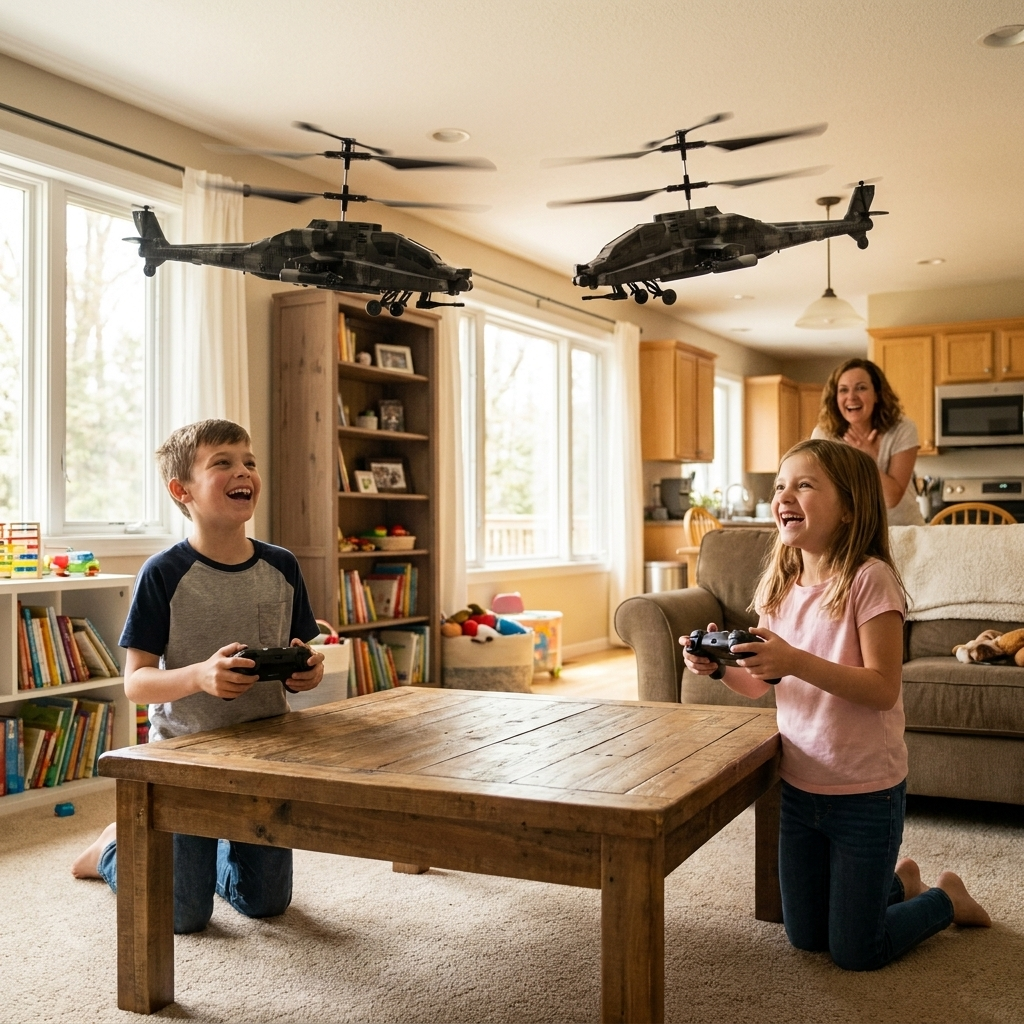 Two siblings flying two AirGuard helicopters