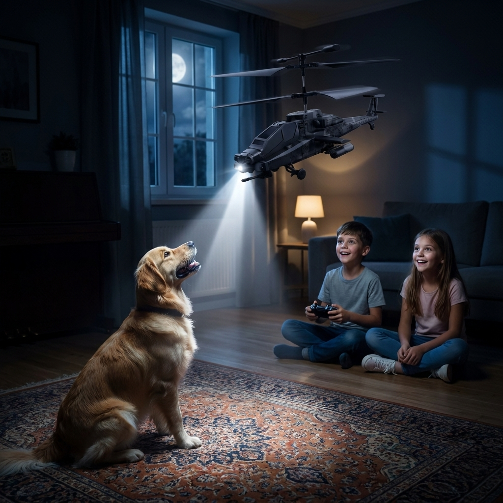 Lights-off flying with the LED spotlight
