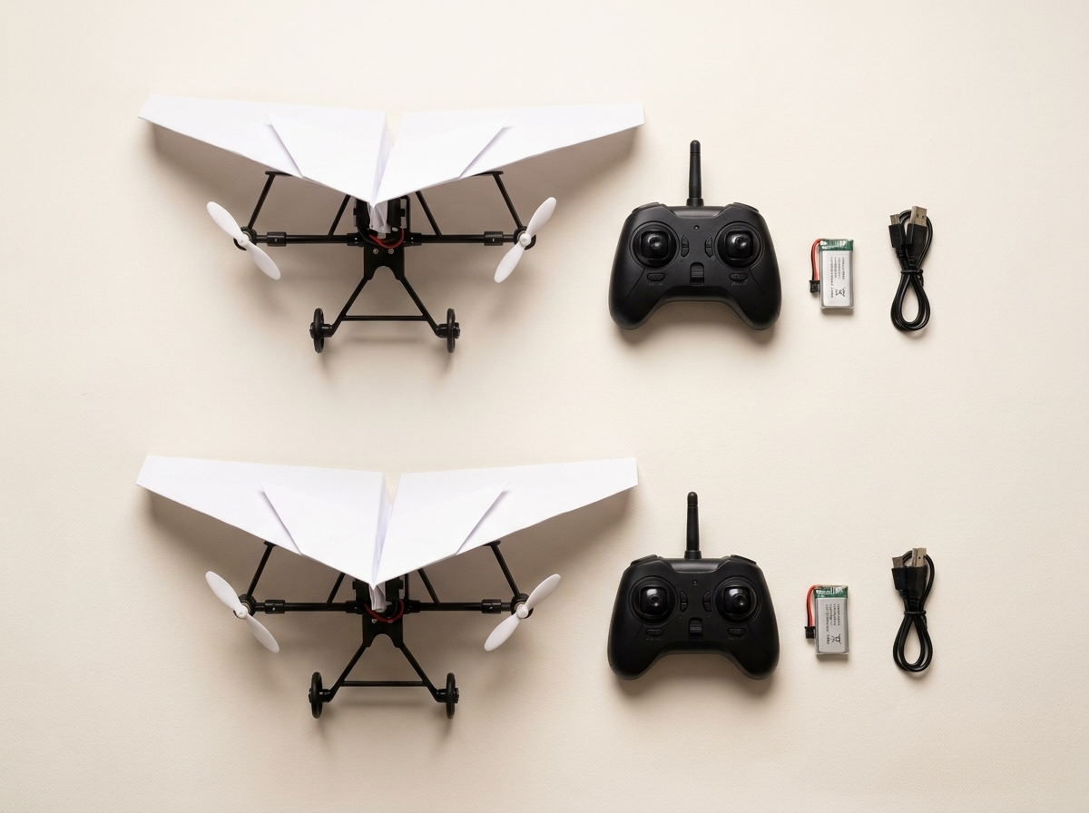 Two complete kits laid out side by side, each with its own remote and battery