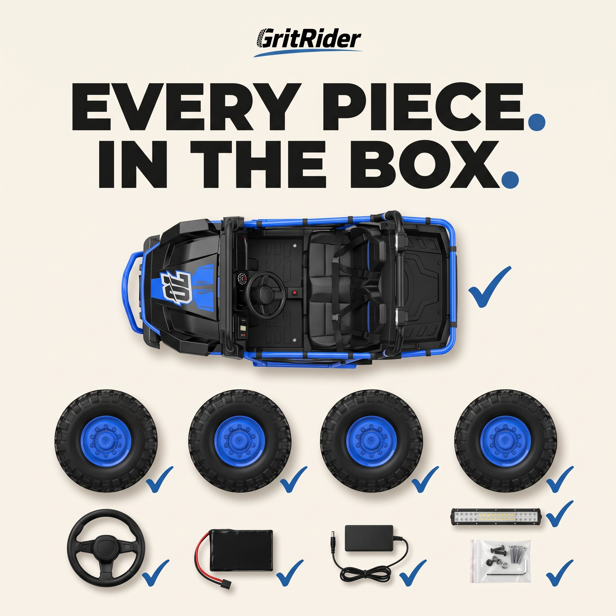 Every piece in the GritRider box