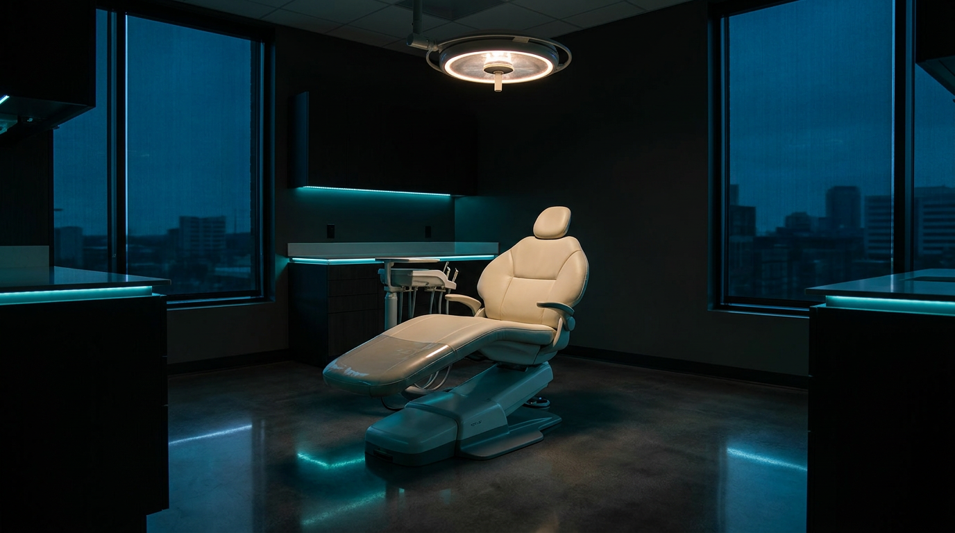 Modern dental operatory at dusk