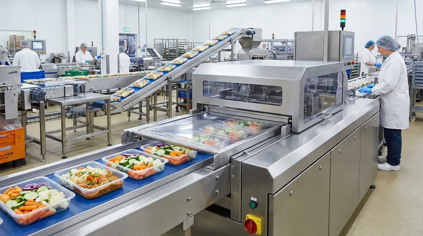 Tray sealer machine with food trays