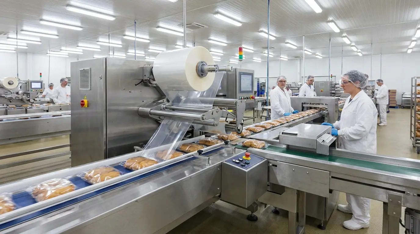 Flow wrap machine forming pillow packs