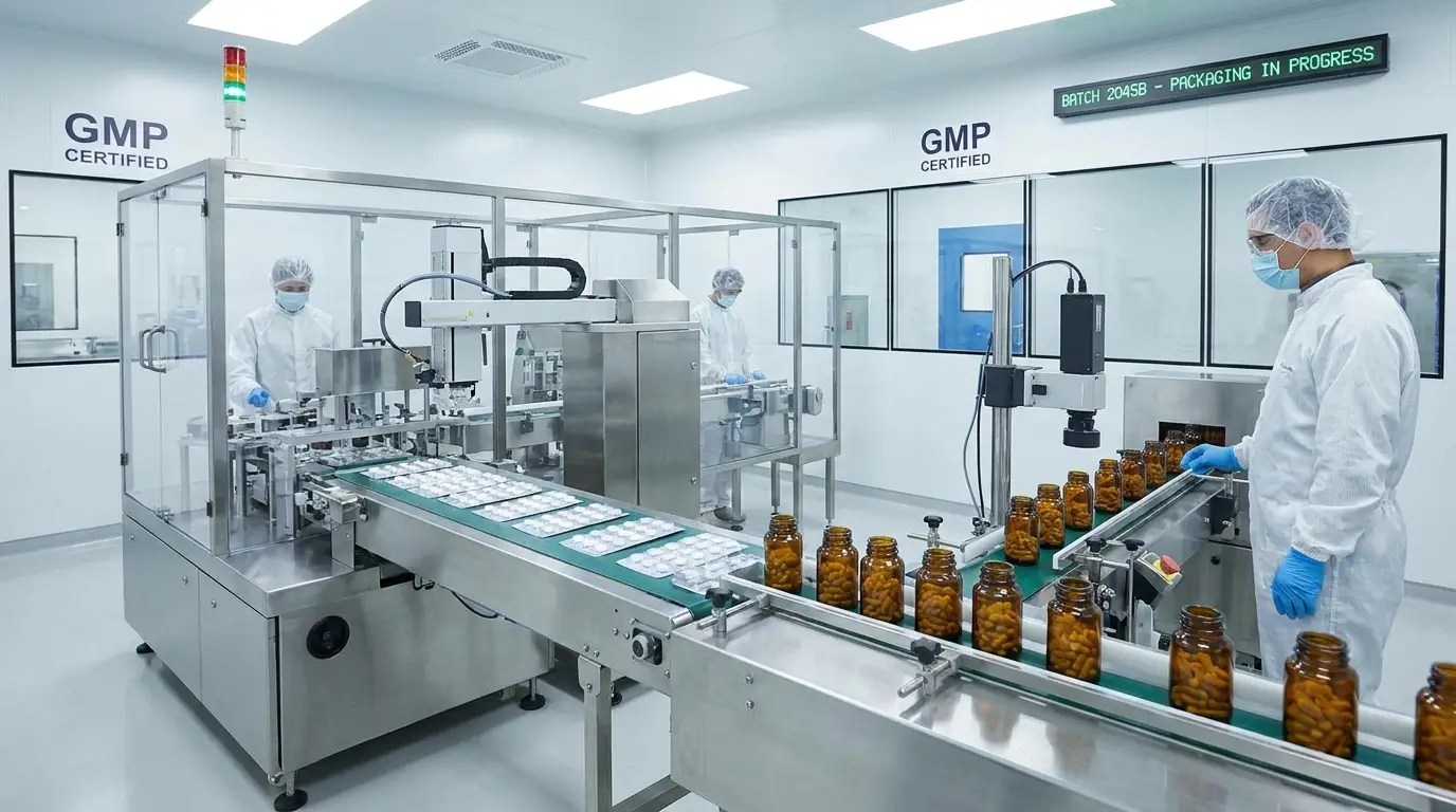 Pharmaceutical packaging production line blister packs GMP cleanroom
