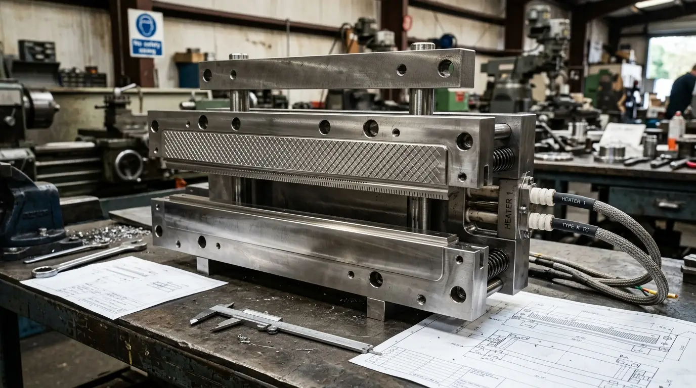 Precision heat sealing die toolset for packaging machine