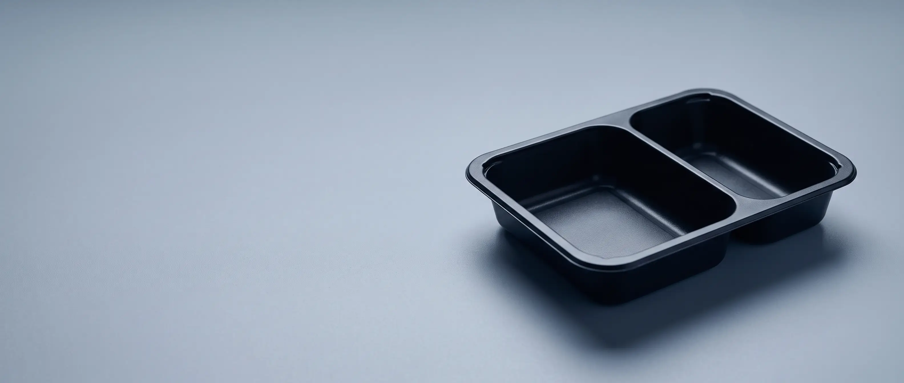 Formed opaque black CPET dual-ovenable ready-meal tray, freezer to oven