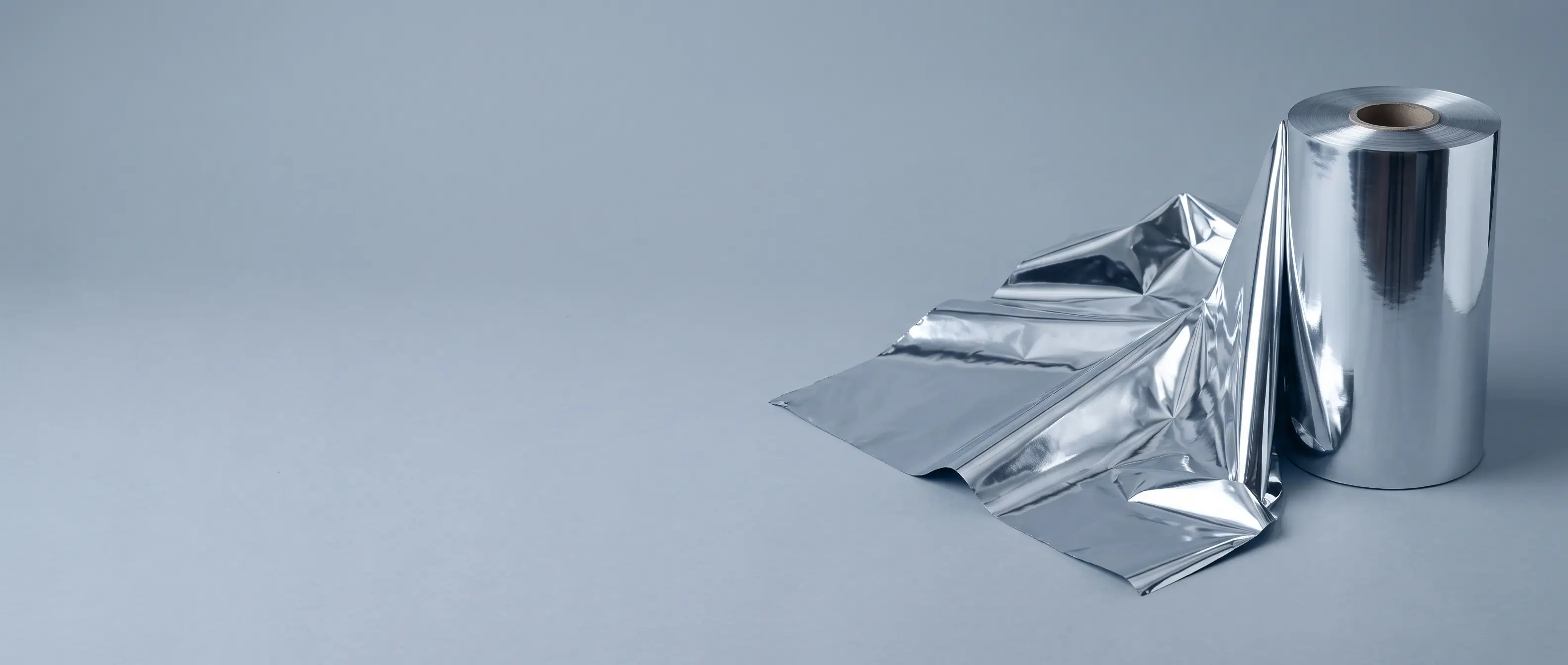 Metallised barrier film — mirror-bright vacuum aluminium on a PET / BOPP web, laminate ply and lidding stock