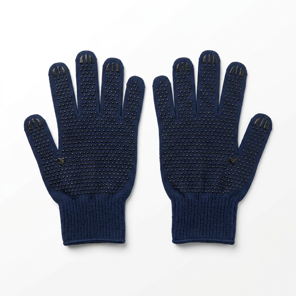 Polycotton knitted glove with PVC dots