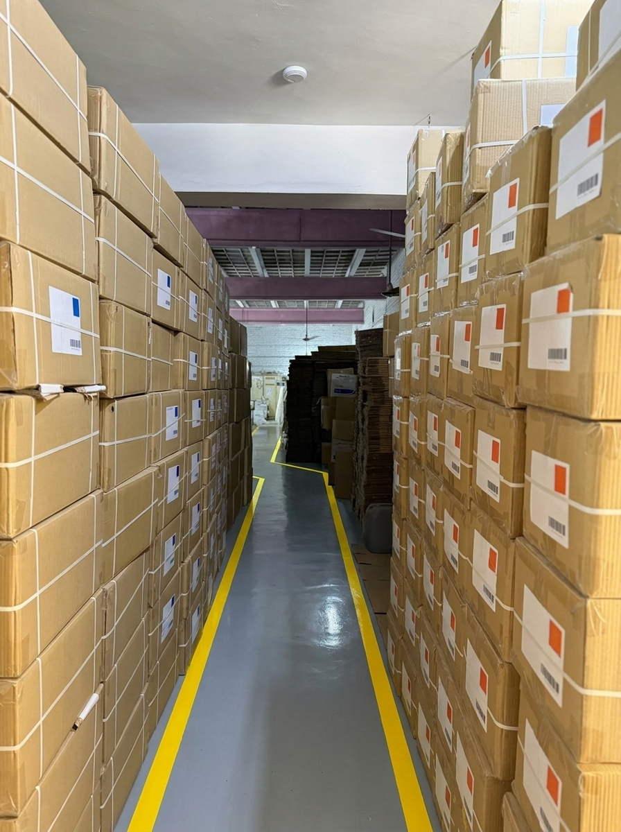 Stacked export cartons in the SAS Agencies dispatch area