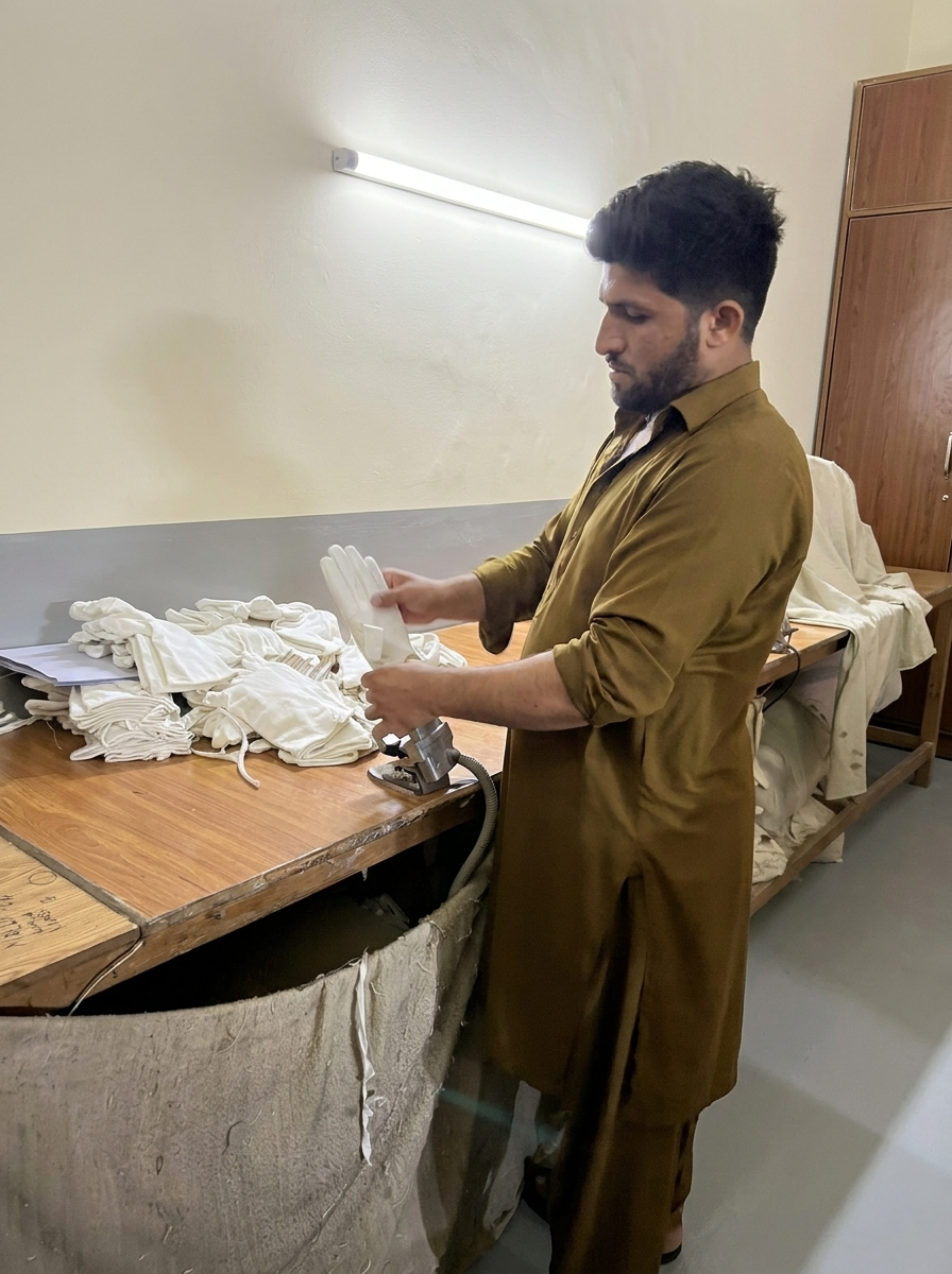 Cotton glove finishing and ironing at SAS Agencies