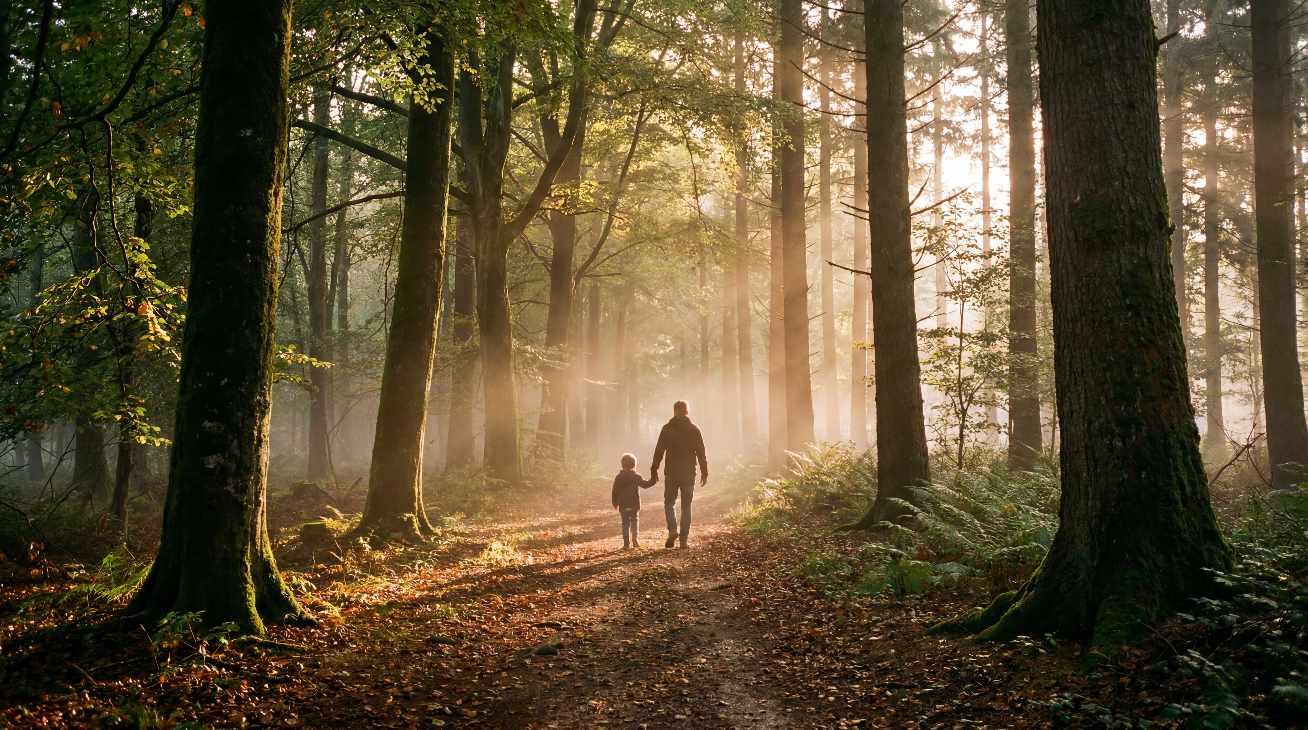 Bos in de Ardennen bij golden hour