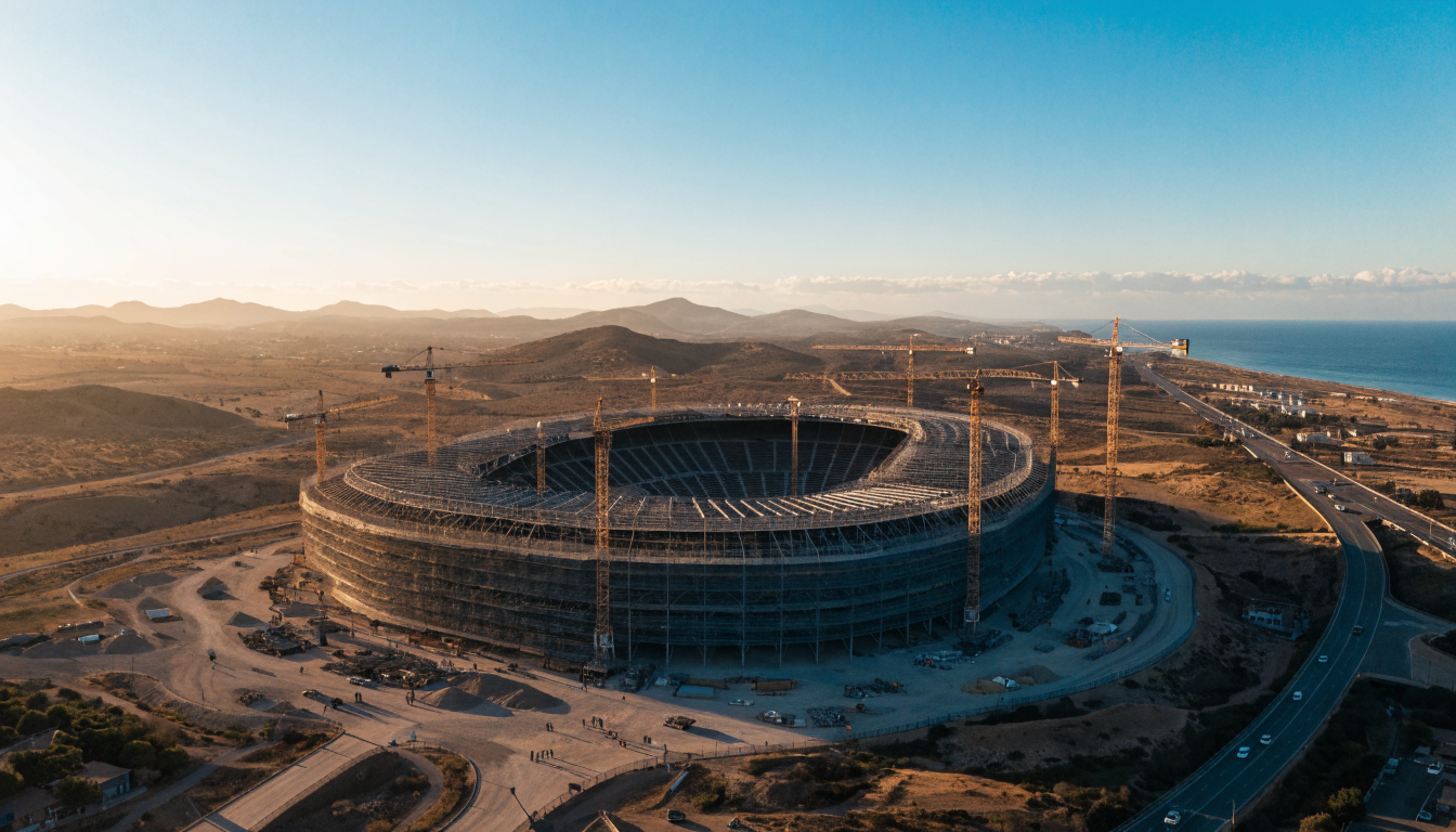 Méga-chantier d'un stade de la Coupe du Monde 2030 au Maroc Méga-chantier d'un stade de la Coupe du Monde 2030 au Maroc