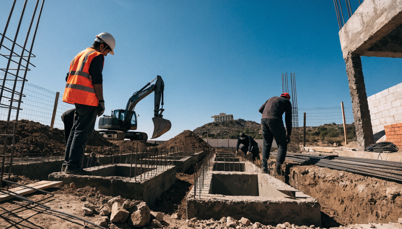 Fondations d'une maison au Maroc : types, coûts et adaptation aux sols 1 Terrassement et semelles de fondation d'une maison au Maroc