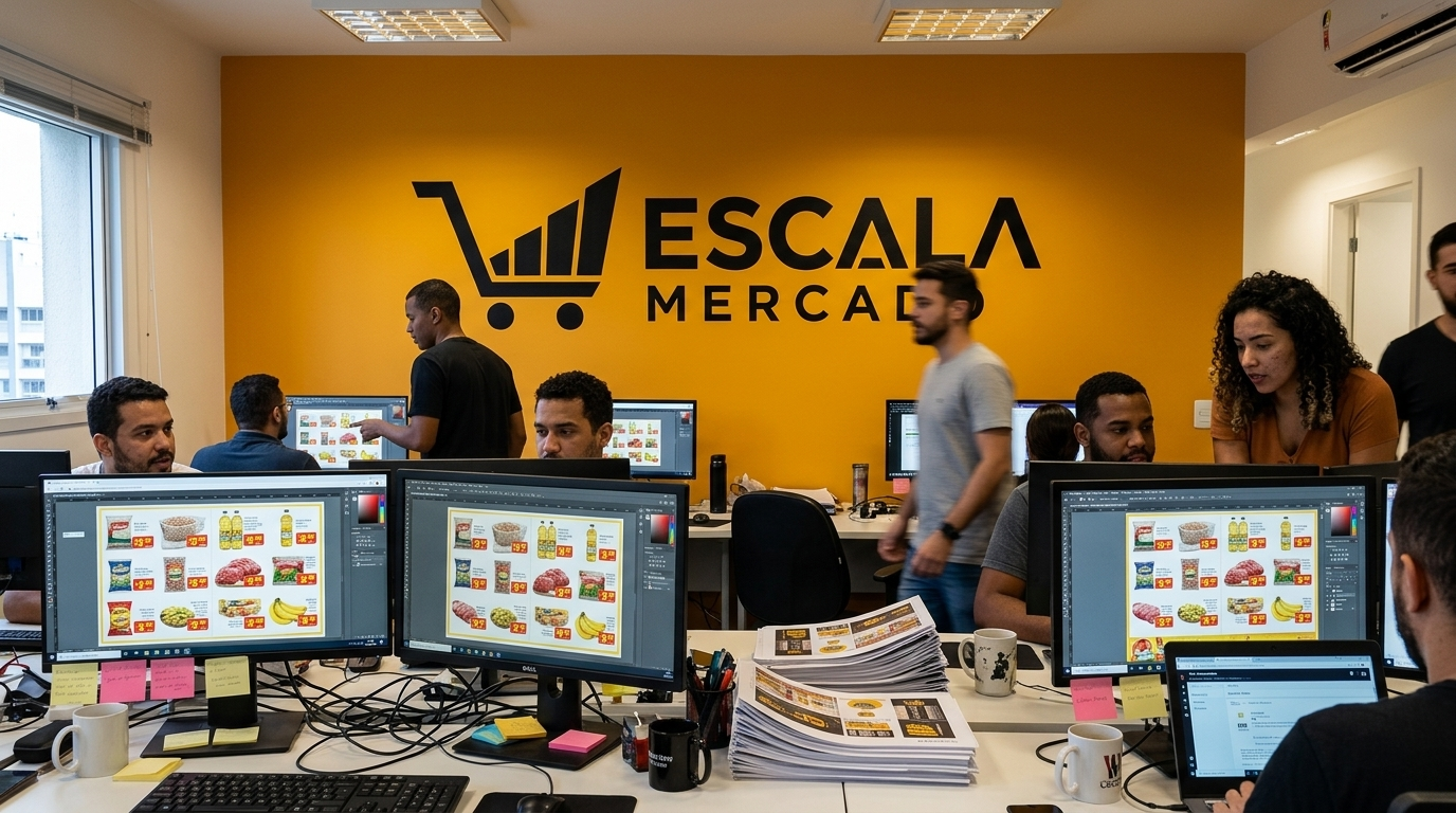 Equipe da Escala Mercado trabalhando nas campanhas da semana