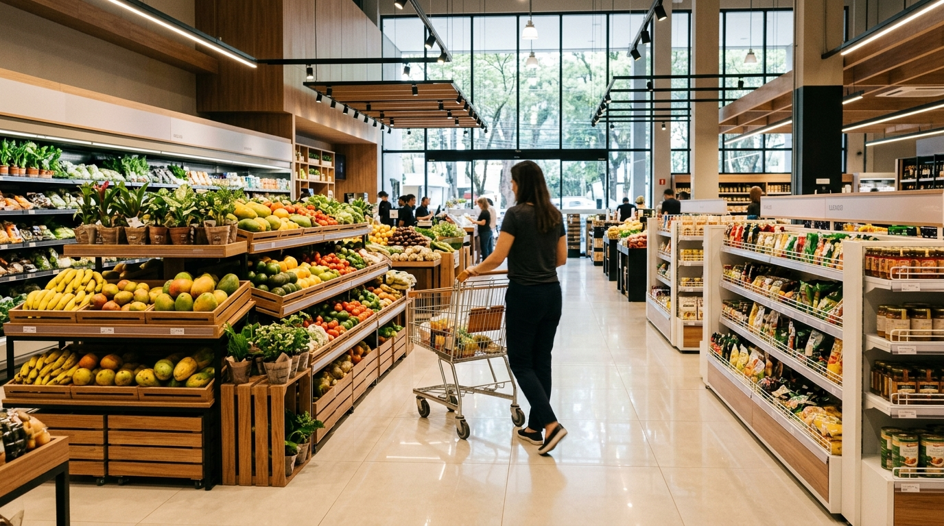 Interior de rede de supermercados
