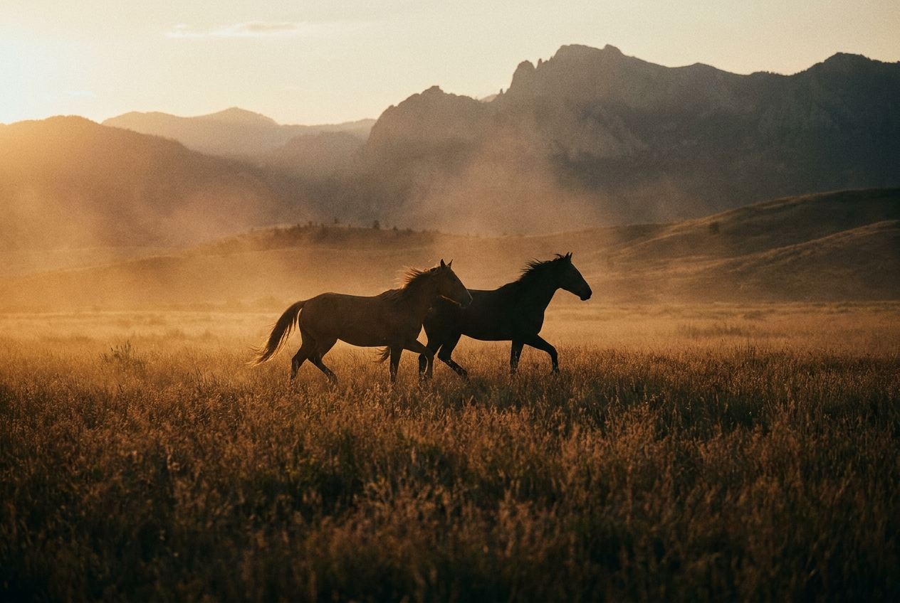 Cavalos no campo