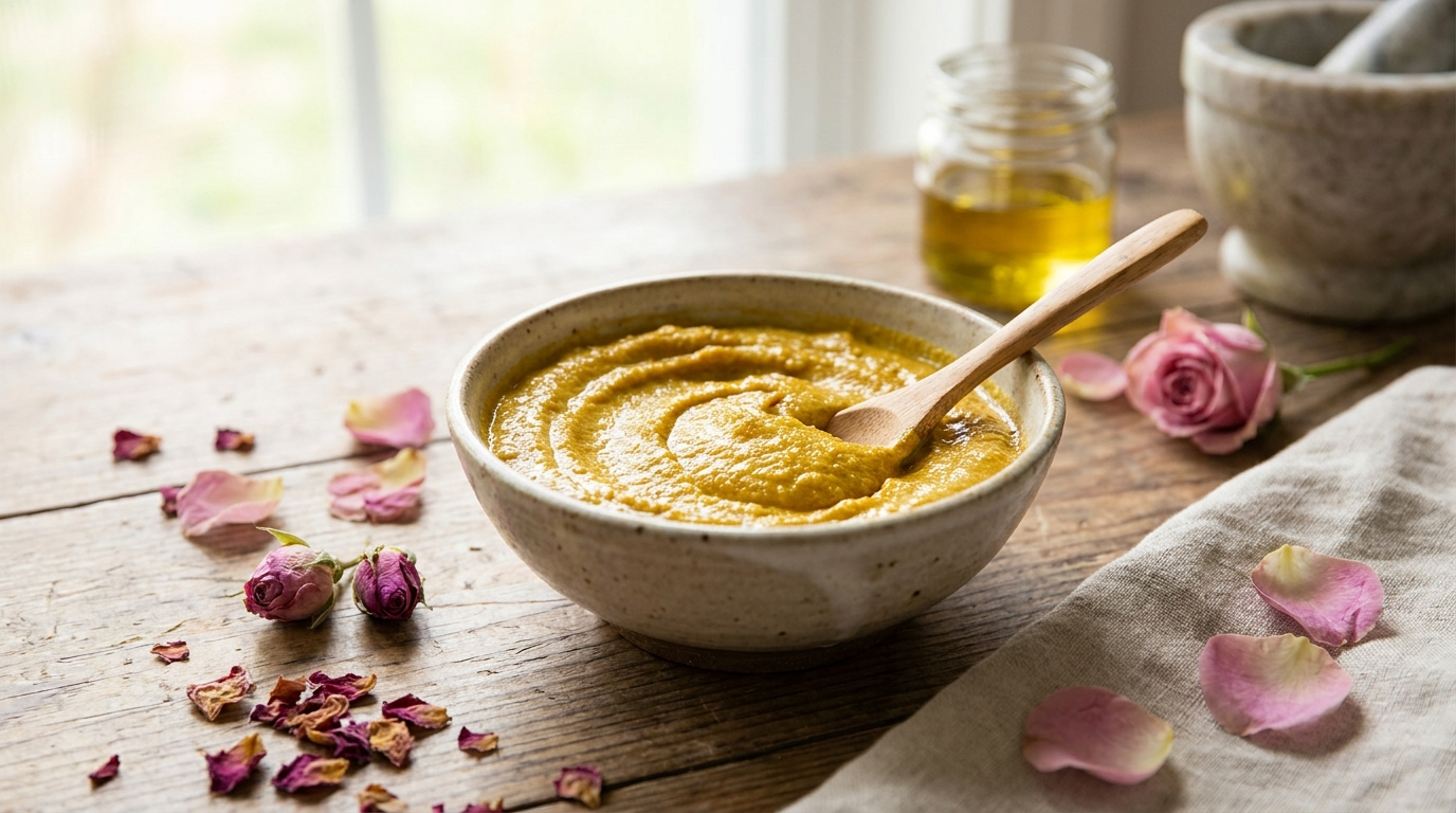Ubtan powder paste in a bowl