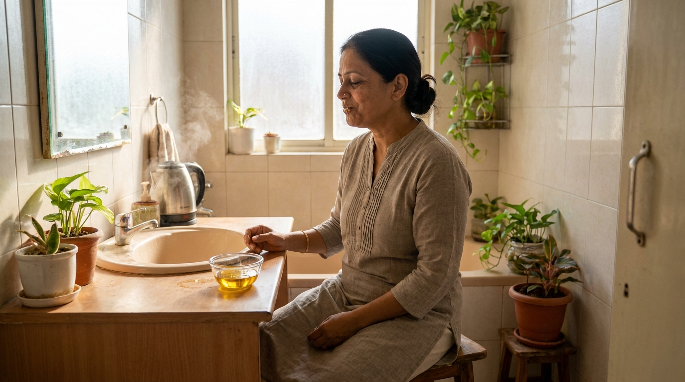 गंडूष - तिळाच्या तेलाने ओठ धुण्याची आयुर्वेदिक पद्धत