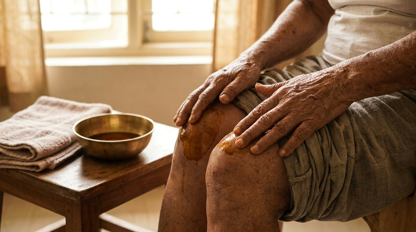Gentle joint self-massage, Ayurvedic Vata balance for aging joints