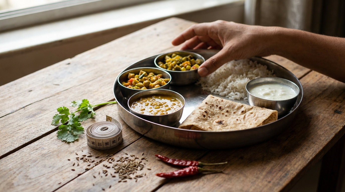 Balanced Indian thali meal for healthy metabolism