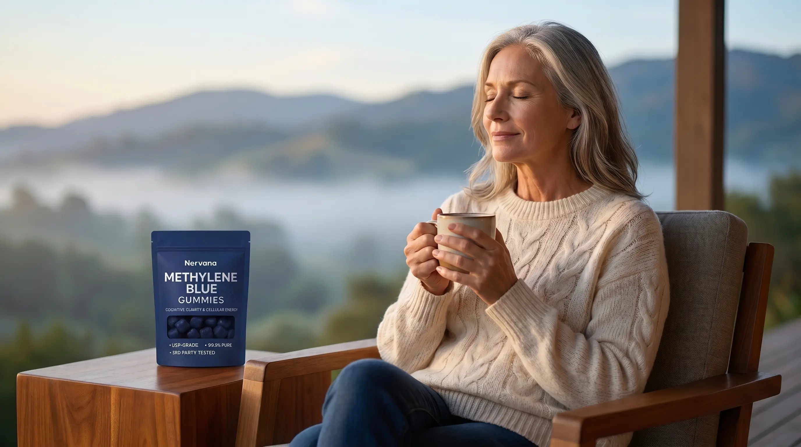 A woman enjoying a calm morning with Nervana