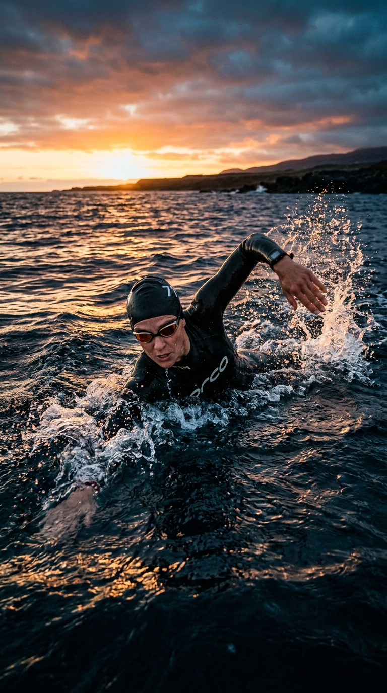 Ironman Triathlet Freiwasser Schwimmen