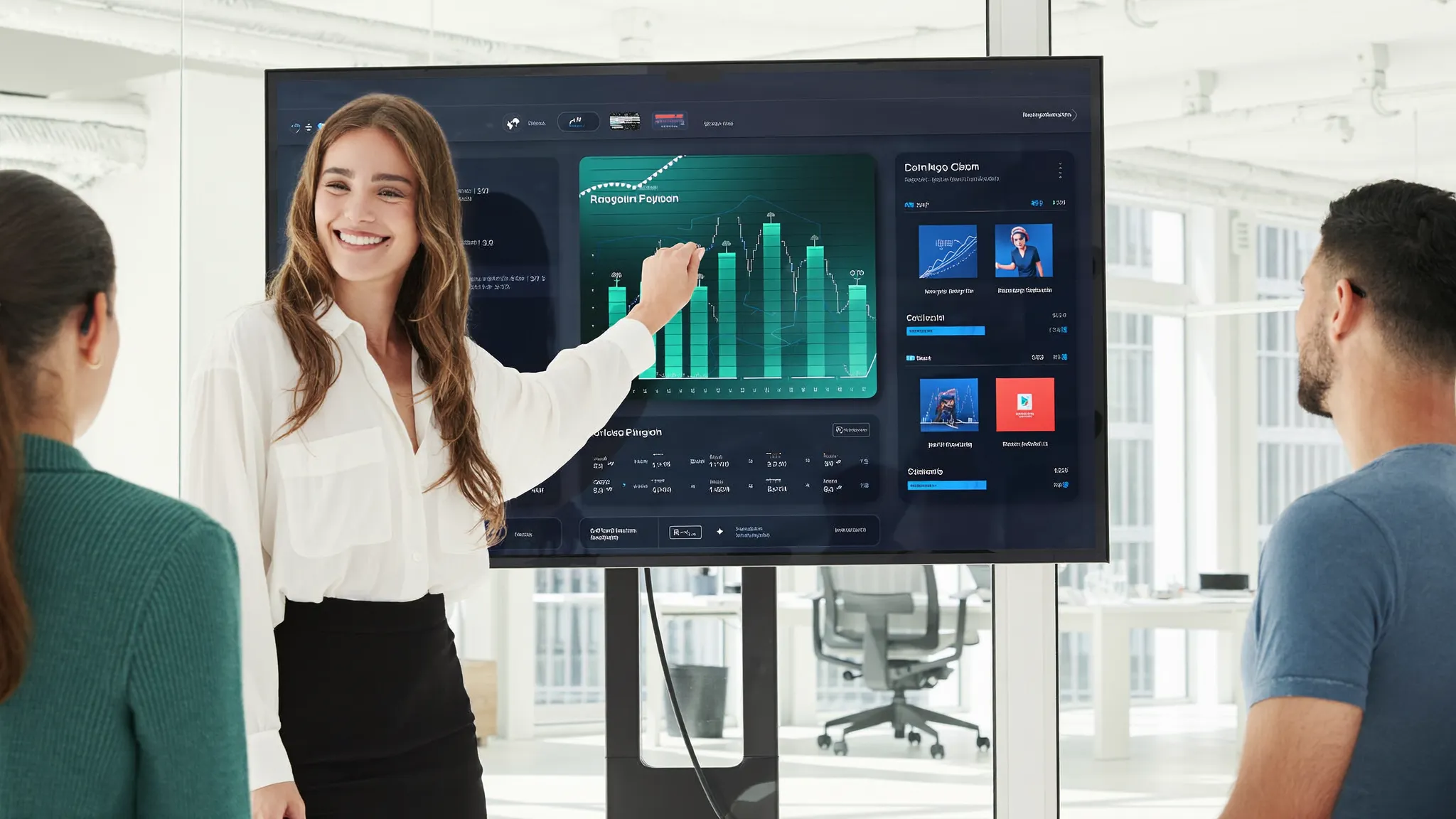 AI marketing specialist presenting a campaign dashboard