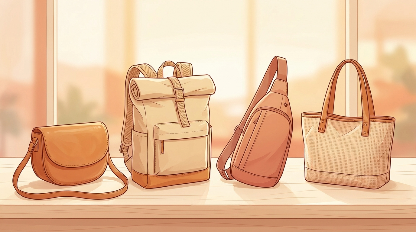 Crossbody, backpack, sling and shoulder bag styles compared side by side