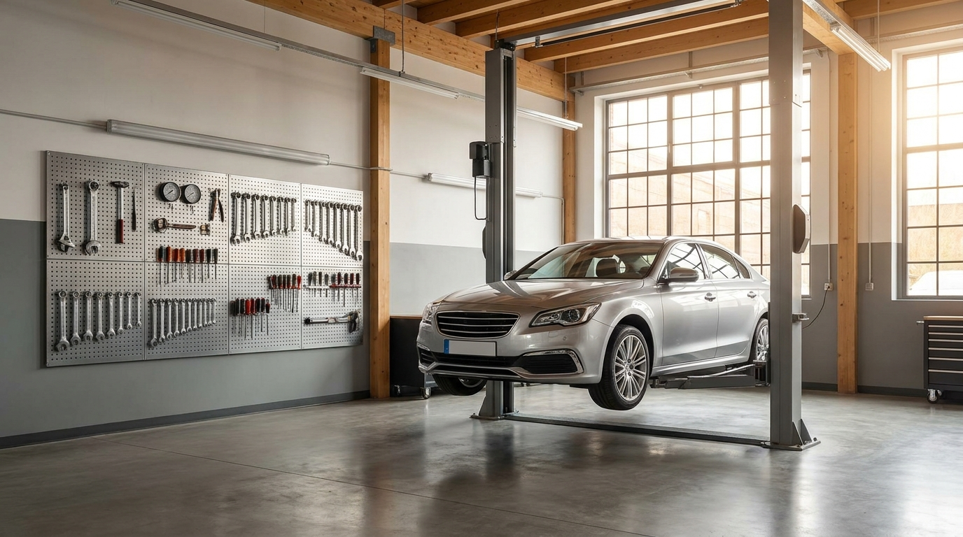 Clean modern auto repair shop interior