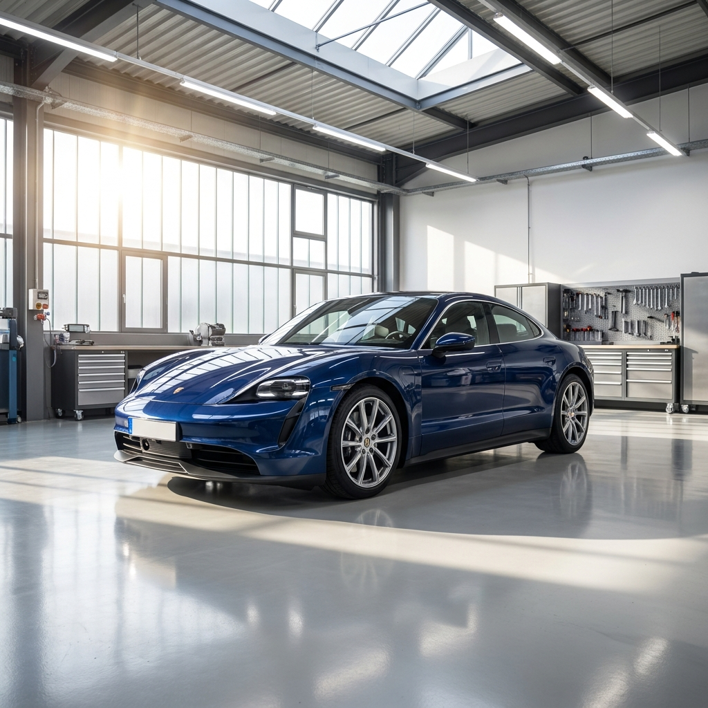 Clean serviced car in a repair shop