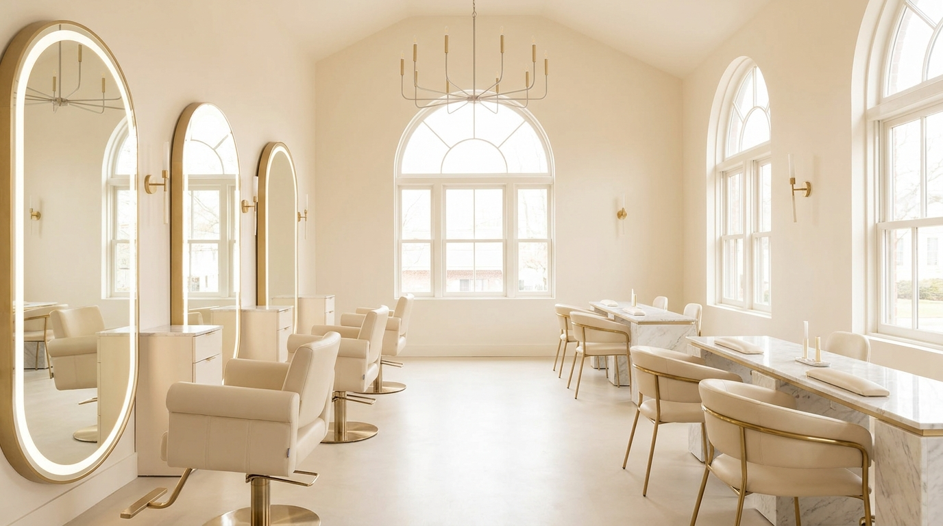 Modern upscale hair and nail salon interior