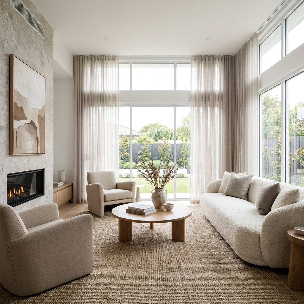 Modern living room staged for sale