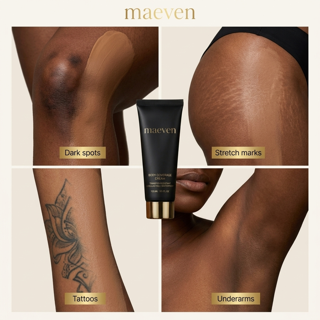 Cover dark spots, scars and stretch marks with MAEVEN