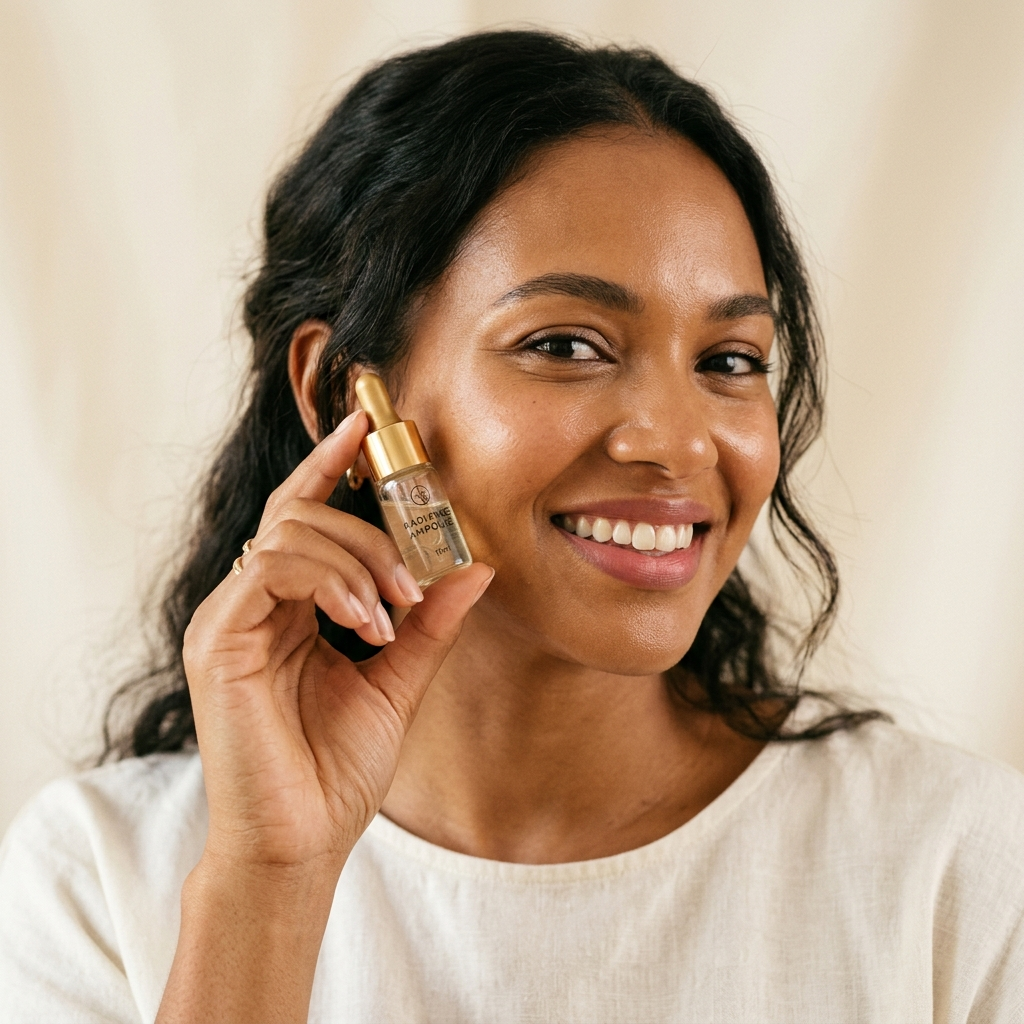 Customer applying MAEVEN Gold Lift Serum