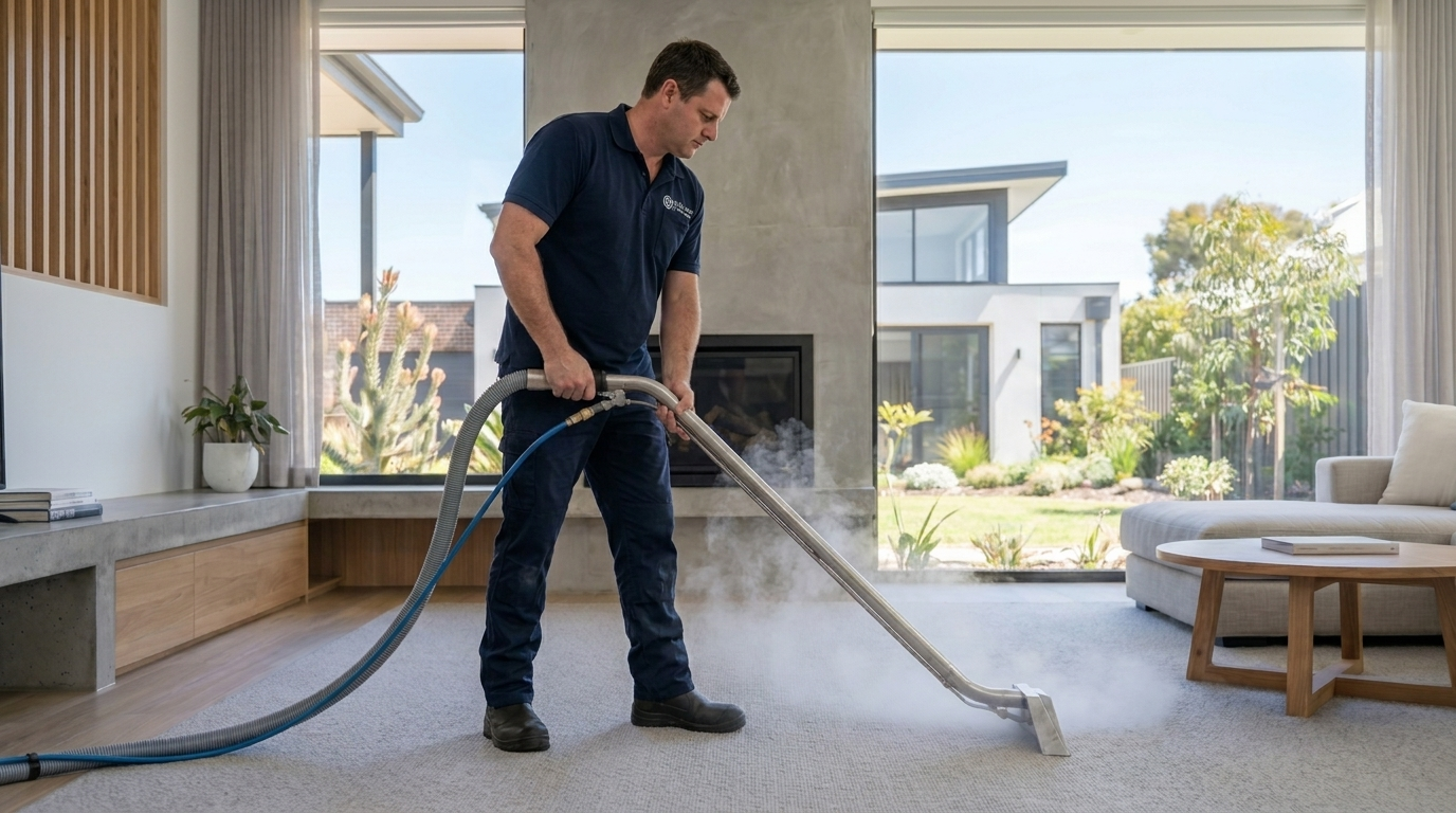 Right Price carpet cleaning technician steam cleaning carpet in Mordialloc home
