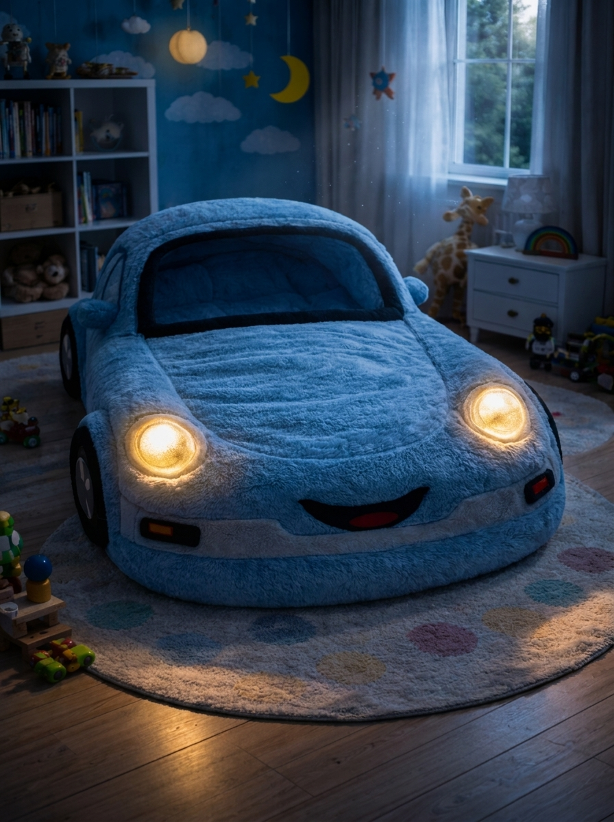 Headlights glowing at night