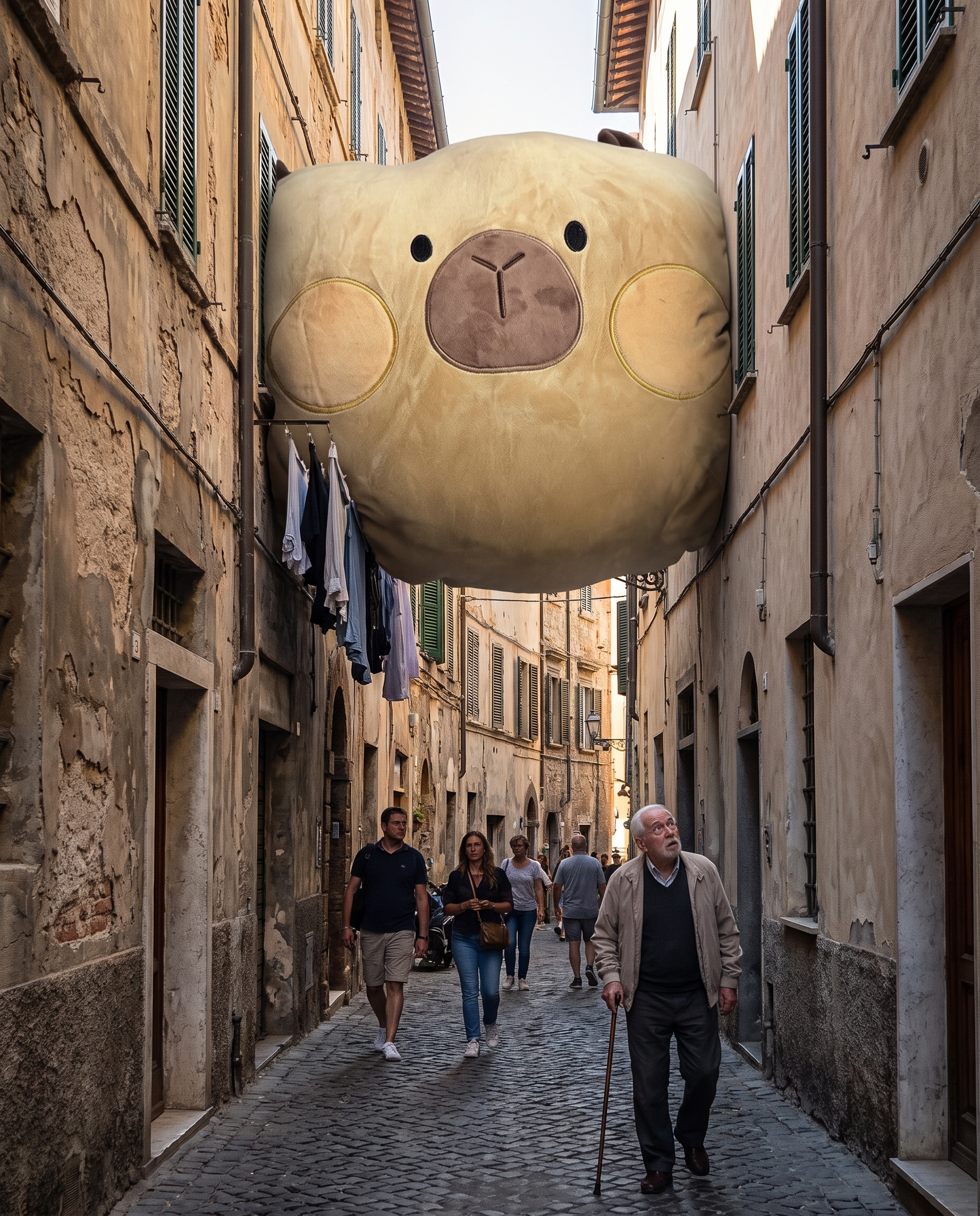Willy Be Smart luogo di riferimento: vicolo italiano ordinario con panni stesi, luce di tardo pomeriggio