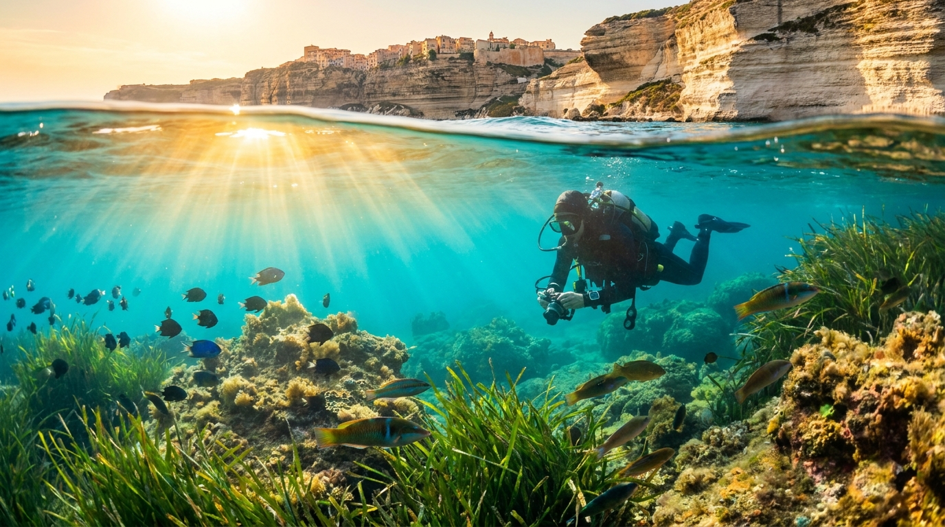 Plongée à Bonifacio dans les eaux turquoise du sud de la Corse