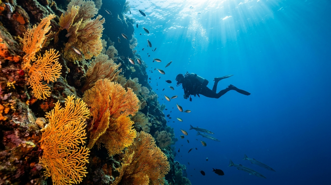 Plongee sous-marine a Porquerolles : tombant rocheux et gorgones en Mediterranee