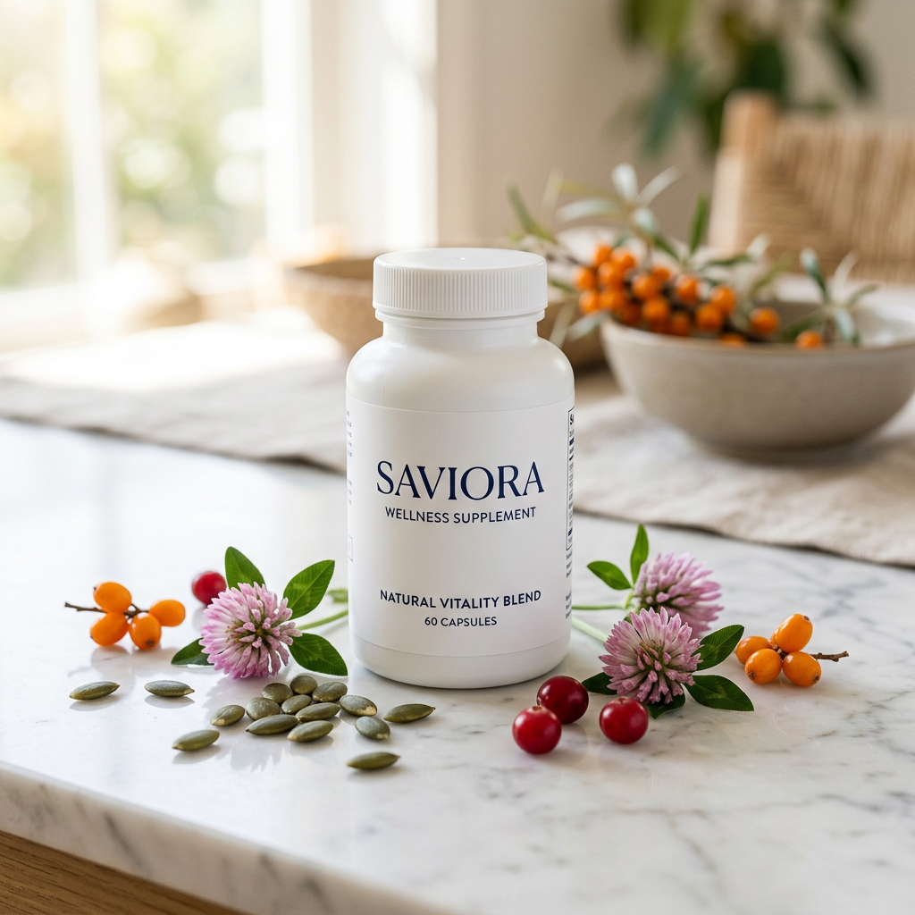 Saviora bottle with pumpkin seed, red clover, cranberry & sea buckthorn