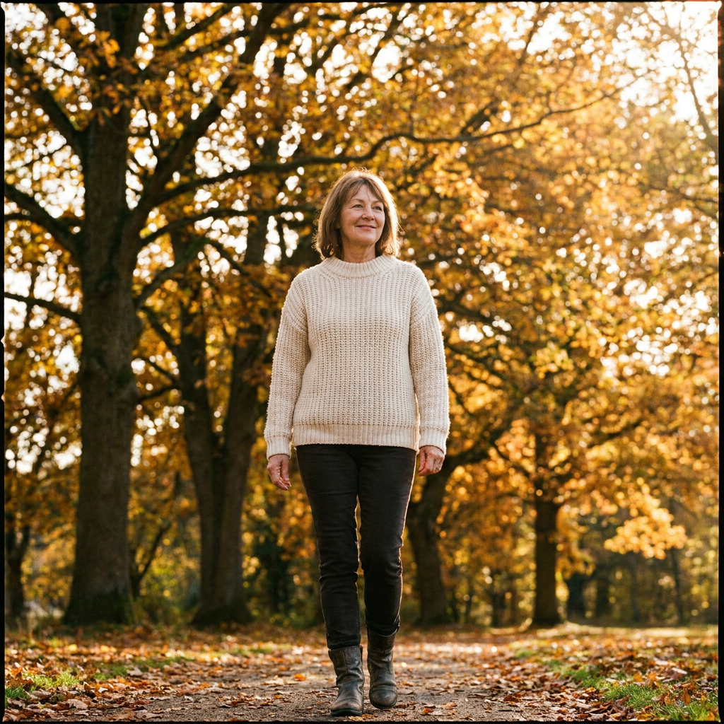 Woman walking outdoors