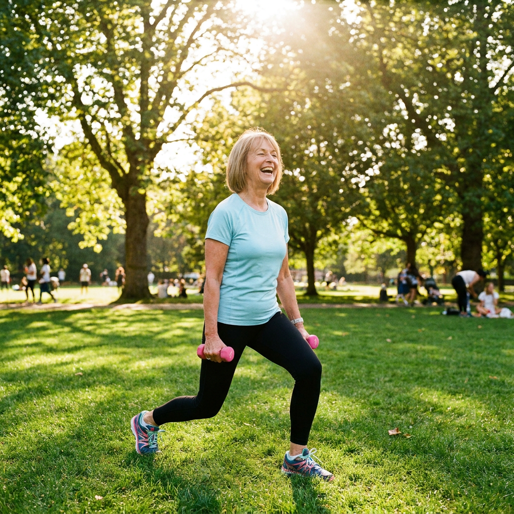Active woman exercising outdoors